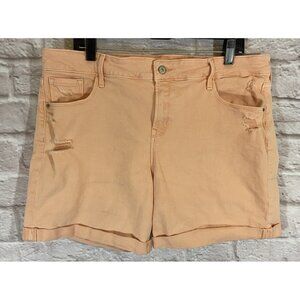 Old Navy Women's Size 16 Distressed Peach Denim High Rise Cuff Jean Shorts